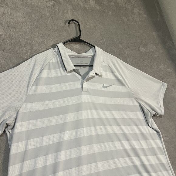 Nike Golf Polo Shirt Mens 2XL Striped Zonal Cooling Performance Swoosh - Picture 2 of 9